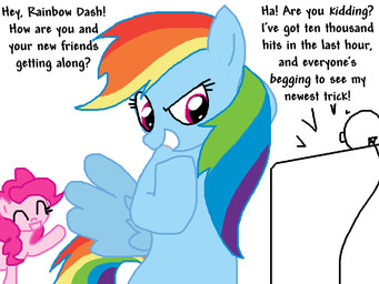 blue_body camera duo electronics female feral hair monitor multicolored_hair pink_body pink_eyes pink_hair rainbow_hair smile tail text webcam wings the_weaver friendship_is_magic hasbro my_little_pony pinkie_pie_(mlp) rainbow_dash_(mlp) 4:3 english_text