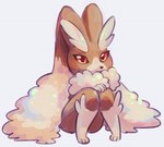 ambiguous_gender anthro black_sclera brown_body eyebrows fingers fluffy_ears fur paws red_eyes simple_background sitting solo thick_eyebrows white_background flavia-elric nintendo pokemon mimi_(flavia-elric) generation_4_pokemon lopunny pokemon_(species) 2019 digital_media_(artwork) hi_res