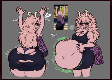 abdominal_bulge after_vore ambiguous_gender ambiguous_prey animal_print before_and_after belly big_belly big_breasts big_butt black_sclera blush blush_lines bodily_fluids bottomwear breasts breath butt butt_expansion cheetah_print cleavage clothed clothing death digestion digestion_noises dress exclamation_point expansion fatal_vore female female_pred grey_background hair hand_on_belly horn huge_belly huge_butt humanoid_pred hyper hyper_belly long_hair looking_back messy_hair navel open_mouth open_smile overweight overweight_female overweight_humanoid panties pattern_bottomwear pattern_clothing pattern_panties pattern_underwear pink_body pink_hair purse question_mark raised_arms rear_view rumbling_stomach screencap side_view simple_background sloshing_belly smile solo spots spotted_bottomwear spotted_clothing spotted_panties spotted_underwear surprised sweat sweatdrop teeth torn_clothing torn_dress underwear vore wardrobe_malfunction weight_gain toffee_gulp my_hero_academia ashido_mina horned_humanoid humanoid 2026 digital_media_(artwork) hi_res reference_image right_to_left