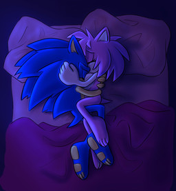 antenna_hair anthro bed bed_sheet bedding blue_body breasts countershade_face countershade_torso countershading duo eyelashes eyes_closed featureless_breasts female furniture hair head_spines high-angle_view hug hugging_another male male/female night nude pawpads pillow pink_body pointed_tail pointy_ears prick_ears quills_(anatomy) romantic romantic_ambiance short_hair punkin-spice sega sonic_the_hedgehog_(series) amy_rose sonic_the_hedgehog eulipotyphlan hedgehog mammal hi_res