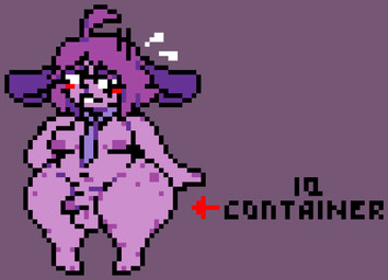 accessory ambiguous_gender anthro balls belly big_butt blush bodily_fluids breasts buckteeth butt clothing eyelashes eyewear flower fluffy fluffy_hair freckled_legs freckled_thighs freckles genitals glasses hair huge_hips huge_thighs humanoid_genitalia humanoid_penis looking_at_viewer navel necktie nerd nervous nipples nude overweight paws penis plant purple_body purple_ears purple_hair purple_skin simple_background slightly_chubby small_penis solo standing sweat teeth thick_thighs wide_hips moronicpixels deltarune evil_container undertale_(series) seth_(deltarune) animal_humanoid elemental_creature elemental_humanoid flora_fauna flower_creature flower_humanoid humanoid lagomorph leporid mammal plant_humanoid rabbit digital_media_(artwork) meme pixel_(artwork)