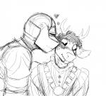 ambiguous_gender anthro armor black_and_white blush cat_knight clothed clothing deer deer_prince domestic_cat duo felid feline felis female fully_clothed headgear heart_symbol helmet hladilnik kissing love male mammal medieval monochrome romantic romantic_couple smile