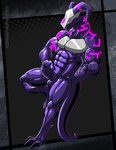 3_toes 5_fingers abs abstract_background anthro balls biceps biped bound claws corruption encasement erection feet fingers fist genitals goo_encasement horn humanoid_genitalia humanoid_penis male masturbation metal muscular muscular_anthro muscular_male muscular_thighs penile penile_masturbation penis purple_balls purple_body purple_claws purple_goo purple_penis purple_runes purple_tail runes solo standing tail toe_claws toes triceps monkeymuku grove_(game) mythology grove_(regalbuster) dragon mythological_creature mythological_scalie scalie shambler_(grove) 2023 digital_media_(artwork) hi_res story story_in_description