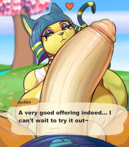 anthro balls bangs big_breasts big_penis blue_ears blue_hair bob_cut breasts dialogue duo faceless_character faceless_male female first_person_view genitals hair header header_box heart_symbol huge_penis humanoid_genitalia humanoid_penis hyper hyper_genitalia hyper_penis interspecies lidded_eyes male male/female male_pov markings nipples penis smug_face solo_focus striped_markings striped_tail stripes tail tail_markings text text_header uraeus yellow_body yellow_inner_ear quotefox animal_crossing nintendo ankha_(animal_crossing) crazy_redd canid canine domestic_cat felid feline felis fox mammal 2020 english_text meme