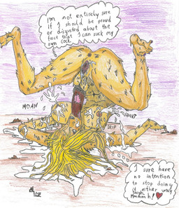 animal_genitalia animal_penis anthro anus autofellatio balls blonde_hair bodily_fluids breasts equine_genitalia equine_penis fur genitals hair herm intersex lactating lying masturbation milk mismatched_animal_penis mismatched_genitalia mismatched_penis on_back oral oral_masturbation penile penile_masturbation penis solo speech_bubble text vulva hawke56 corruption_of_champions canid canine canis domestic_dog mammal 2015 english_text traditional_media_(artwork)
