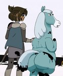 anthro butt duo eyewear female fur grey_body grey_fur overweight overweight_female rear_view screencap_edit sunglasses around_drum third-party_edit centaurworld netflix horse_(centaurworld) rider_(centaurworld) equid equine horse human mammal 5:6