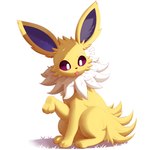 ambiguous_gender feral fur grass paws plant purple_eyes raised_leg simple_background sitting solo tongue tongue_out white_body white_fur yellow_body yellow_fur plattyneko nintendo pokemon eeveelution generation_1_pokemon jolteon pokemon_(species) 2025 absurd_res hi_res