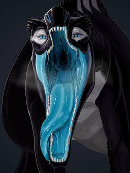 blue_eyes blue_insides blue_tongue bodily_fluids breath drooling feral male mouth_shot open_mouth saliva saliva_on_tongue saliva_string sharp_teeth solo steam teeth throat tongue tongue_out vore vore_implied softceiling sorrel_(sorrelbirdy) dinosaur prehistoric_species reptile saurischian scalie spinosaurid spinosaurus theropod 3:4 hi_res