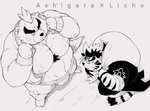 anthro belly duo humanoid_hands male moobs nipples overweight overweight_male sumo unc_p yunukopi lifewonders tokyo_afterschool_summoners ashigara_(tas) licho_(tas) bear felid mammal pantherine tiger 2020 hi_res