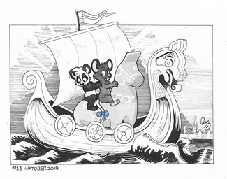 accessory anthro bow_ribbon building duo furgonomics glistening glistening_eyes logo male male_anthro nude open_mouth open_smile ribbons sail ship sitting smile tail tail_accessory tail_bow tail_ribbon teeth vehicle water watercraft wave young young_anthro young_male pandapaco parinton bear giant_panda mammal mouse murid murine rodent 2019 artist_logo dated signature spot_color traditional_media_(artwork)