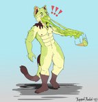 dessert exclamation_point food fur goo_transformation green_body green_eyes green_fur ice_cream latex male mint_chocolate_chip null_bulge permagrin pool_toy slime squeaking summer transformation vinyl riggedreded goo_creature 2024 hi_res