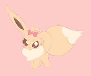 accessory bow_ribbon chibi female feral fur hair_accessory hair_bow hair_ribbon pink_background ribbons simple_background solo tan_body tan_fur clockstops3am conditional_dnp nintendo pokemon eevee generation_1_pokemon pokemon_(species) hi_res