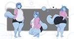 anthro bedroom_eyes belly big_butt blep blue_body blue_fur blue_hair boardwalkfogg bottomwear butt canid canine canis chubby_girly clothed clothing collar femboy fur hair half-closed_eyes hi_res hoodie hotpants huge_butt long_hair looking_at_viewer looking_back male mammal model_sheet narrowed_eyes one_eye_closed open_clothing open_hoodie open_topwear overweight overweight_girly overweight_male seductive shirt shorts slightly_chubby slightly_chubby_anthro slightly_chubby_male smile smirk smug smug_face smug_grin solo t-shirt thick_thighs timbywuff tongue tongue_out topwear wide_hips wink wolf