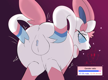 anus backsack ball_tuft balls bedroom_eyes blue_eyes blue_sclera butt femboy feral fur genital_focus genitals heart_eyes heart_symbol holding_butt looking_at_viewer looking_back looking_back_at_viewer male meter narrowed_eyes perineum presenting presenting_hindquarters seductive solo spread_butt spreading thick_thighs tuft jozzdagoat nintendo pokemon mal canid canine eeveelution generation_6_pokemon mammal pokemon_(species) sylveon hi_res