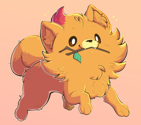 ambiguous_gender fangs feral fur orange_body orange_fur simple_background smile solo tail teeth gabileafy nintendo pokemon pokemon_winds_and_waves canid canine generation_10_pokemon mammal pokemon_(species) pombon 2026 full-length_portrait hi_res portrait
