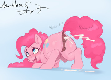 after_sex anal anatomically_correct anatomically_correct_genitalia anatomically_correct_vulva animal_genitalia animal_vulva anus ass_up bent_legs bent_over big_butt big_teats blue_background blue_eyes blush blush_lines bodily_fluids brown_anus butt butt_focus crotch_breasts cum cum_drip cum_fart cum_in_ass cum_inside cum_on_butt cum_on_ground cum_overflow curled_mane curled_tail curly_hair cutie_mark dock_(anatomy) dripping equine_anus equine_genitalia equine_teats equine_vulva eyebrows eyelashes female feral fur fur_markings genital_fluids genitals glistening glistening_anus glistening_body glistening_butt glistening_eyelids glistening_eyes glistening_genitalia glistening_hair glistening_vulva hair hooves huge_butt innie_vulva long_hair long_mane long_tail looking_away looking_up mane markings nipples open_mouth pink_body pink_fur pink_hair pink_mane pink_nose pink_tail plump_labia puffy_anus pupils quadruped raised_eyebrow raised_tail simple_background small_ears solo tail teats thick_eyelashes thick_thighs tongue tongue_out vaginal_fluid_drip vaginal_fluid_string vaginal_fluids vaginal_fluids_on_butt vaginal_fluids_on_leg vulva wide_hips conditional_dnp marbleous friendship_is_magic hasbro my_little_pony pinkie_pie_(mlp) earth_pony equid equine horse mammal pony