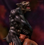 abs anthro anthro_penetrating anthro_penetrating_human biceps big_muscles biped bodily_fluids cum cum_in_mouth cum_inside deep_throat duo erection fangs fellatio genital_fluids genitals huge_muscles human_on_anthro human_penetrated interspecies male male/male male_penetrated male_penetrating male_penetrating_male muscular muscular_male nipples nude open_mouth oral oral_penetration pecs penetration penile penis sex teeth black_howler mythology canid canine human mammal mythological_canine mythological_creature werecanid werecanine werecreature werewolf 3d_(artwork) digital_media_(artwork)