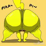 anthro anus ass_clapping big_butt bodily_fluids bouncing_butt butt female genital_fluids genitals huge_butt orange_background pokemon_speak pussy rear_view simple_background solo tail twerking vaginal_fluids yellow_body thedeathcrow05 nintendo pokemon generation_1_pokemon pikachu pokemon_(species) 1:1 animated no_sound short_playtime unavailable_at_source webm