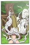 2:3 absurd_res ambiguous_gender colored convenient_censorship elemental_creature grass hair hi_res human kneeling mammal not_furry nude plant theyeager thick_thighs tree white_hair