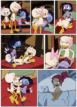 anthro bed computer cunnilingus electronics eyes_closed female female/female flat_chested furniture genitals group inside kissing loli masturbation oral sex smile tribadism trio vaginal vulva young young_anthro young_female young_on_young deadinside97 disney ducktales ducktales_(2017) gosalyn_waddlemeyer lena_(ducktales) violet_sabrewing webby_vanderquack anatid anseriform apodiform avian bird duck hummingbird comic hi_res