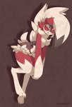 anthro biped breasts claws eyebrows female floppy_ears solo tail honowyn cc-by-nc-sa creative_commons nintendo pokemon canid canine generation_7_pokemon lycanroc mammal midnight_lycanroc pokemon_(species) absurd_res hi_res