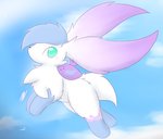 blush feral flying male simple_background solo delta-eon nintendo pokemon fan_character willow_(altopikachu) generation_4_pokemon legendary_pokemon pokemon_(species) shaymin sky_forme_shaymin hi_res