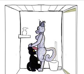 anthro black_body black_fur broom bucket cleaning_tool closet container crouching female fur genitals herm herm/female imminent_oral imminent_sex intersex intersex/female multicolored_body nose_to_balls penis risk_of_being_caught risky_sex standing white_body white_fur worried buffythemoth animal_hospital head_nurse_(animal_hospital) secret_agent_(animal_hospital) felid feline humanoid mammal pantherine snow_leopard