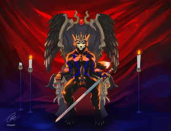 anthro bone candle chair erection furniture genitals looking_at_viewer male melee_weapon nude penis skull skull_head solo sword throne weapon osleepyevil charlie_fisher_(skulldog) skulldog_(species)