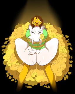 aged_up anthro anthro_penetrated big_butt bodily_fluids bottomless bottomless_male butt clothed clothing cum cum_in_ass cum_inside cum_on_face curved_horn duo femboy floppy_ears flower flower_bed fur genital_fluids green_clothing green_sweater green_topwear horn human_on_anthro human_penetrating human_penetrating_anthro interspecies long_ears male male/male male_anthro male_on_human penetration plant sex short_tail sweater tail topwear white_body white_fur yellow_body yellow_skin paulpla undertale undertale_(series) asriel_dreemurr frisk_(undertale) bovid caprine goat human mammal absurd_res hi_res