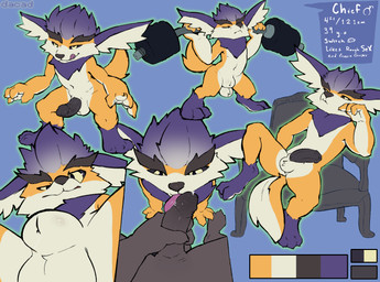 3_toes animal_genitalia anthro anthro_focus anthro_on_anthro ball_tuft balls barbell big_penis black_glans black_nose black_penis black_sclera bodily_fluids claws cute_fangs duo erection exercise faceless_anthro faceless_character faceless_male fangs feet fellatio fur genitals glans grey_body grey_fur grey_glans grey_hair grey_penis hair humanoid_genitalia humanoid_penis leg_markings licking male male/male male_focus mane markings mostly_nude multiple_poses oral orange_body orange_fur penile penis penis_lick penis_on_tongue pose pupils purple_body purple_claws purple_fur purple_hair saliva sex sheath sitting socks_(marking) solo_focus tan_balls tan_body tan_fur tan_inner_ear teeth text toe_claws toes tongue tongue_out tuft weightlifting workout yellow_eyes conditional_dnp dacad anon chief_(dacad) canid canine mammal 2021 absurd_res english_text hi_res model_sheet