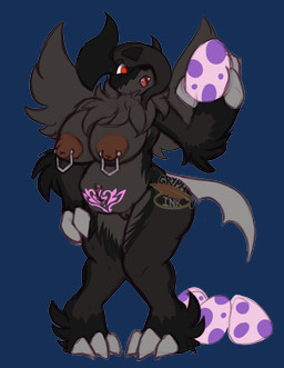 anthro areola big_breasts black_body black_fur breasts brown_areola brown_nipples claws curvy_figure egg fangs female female_anthro fur nipple_piercing nipples oviposition piercing pokemon_egg surprised teeth thick_thighs toe_claws voluptuous voluptuous_anthro wide_hips womb_tattoo naughtygryph nintendo pokemon absol generation_3_pokemon generation_6_pokemon mega_absol mega_evolution pokemon_(species) alpha_channel hi_res