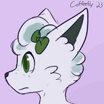 ambiguous_gender bow_(decoration) cheek_tuft facial_tuft feral freckles fur green_body green_eyes green_fur inner_ear_fluff looking_at_viewer purple_background simple_background smile smiling_at_viewer solo tuft coffeefly fakemon nintendo pokemon fan_character juniper_(coffeefly) alolan_form alolan_vulpix generation_7_pokemon pokemon_(species) regional_form_(pokemon) 1:1 2d_animation animated short_playtime