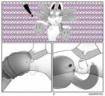 aaaaaaaaaaa ambiguous_gender animal_genitalia anthro balls blush canid canine comic digital_media_(artwork) ditto_(pokemon) duo exclamation_point generation_1_pokemon generation_4_pokemon genitals goo_creature lucario male male/ambiguous mammal monochrome nintendo open_mouth penis penis_tip pokemon pokemon_(species) question_mark screaming sheath signature smushpretzel tentacles tongue translucent translucent_body translucent_tentacles