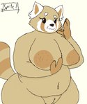 anthro belly big_nipples breasts female genitals mature_anthro mature_female navel nipples obese obese_anthro obese_female overweight overweight_anthro overweight_female pussy solo stretch_marks spritedraws aggretsuko sanrio retsuko's_mother ailurid mammal red_panda absurd_res hi_res