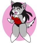 anthro black_hair chibi clothing dancing eyes_closed female fur grey_body grey_fur hair happy panties solo tail underwear zenia zenia_(character) canid canine canis mammal wolf 2d_animation animated low_res short_playtime thumbnail