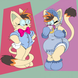 abstract_background ageplay anthro big_diaper biped blue_bonnet blue_booties blue_clothing blue_handwear blue_mittens blue_onesie bonnet booties bottomless bow_tie brown_body brown_fur clothed clothing diaper dipstick_tail eyes_closed eyewear fur gag gagged glasses gloves handwear headgear headwear infantilism long_tail male markings mittens onesie pacifier pacifier_gag roleplay round_glasses simple_background solo tail tail_markings toony wearing_diaper white_clothing white_gloves white_handwear srbunny649 kikk_kat felid feline mammal 1:1 2025 digital_media_(artwork) hi_res