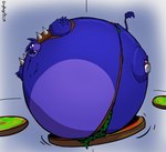 activision anthro blue_body blue_fur blueberry_inflation body_inflation bottomwear cheek_bulge chest_tuft claws clothed clothing crash_bandicoot_(series) dasyuromorph footwear fur gregthegoat immobile inflation lazygoatboi loincloth male mammal marsupial open_mouth shoes shoulder_guards sneakers solo spherical_inflation spikes tail tail_tuft teeth thylacine tiny_tiger topless torn_bottomwear torn_clothing tuft worried