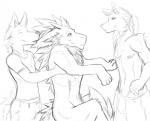 anthro group male stated_homosexuality stated_sexuality spookysushi invader_zim mythology nickelodeon shiriki zim_(invader_zim) canid canine canis domestic_dog dragon mammal mythological_creature mythological_scalie scalie dakota_(disambiguation) monochrome