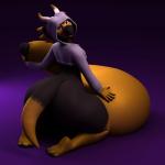 anthro balls big_balls big_penis bottomless clothed clothing erection femboy genitals gradient_background growth hoodie horn huge_balls huge_penis hyper hyper_balls hyper_genitalia hyper_penis looking_at_viewer male penis purple_background simple_background solo tail thick_thighs topwear wide_hips anthroanim mythology milenth_drake dragon mythological_creature mythological_scalie scalie 1:1 3d_(artwork) absurd_res digital_media_(artwork) hi_res