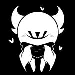 1_eye ambiguous_gender black_background blush heart_symbol scarf simple_background solo maw-vile undertale undertale_(series) astigmatism monster 1:1 black_and_white low_res monochrome