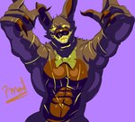 abs anthro barazoku bow_tie claws fangs finger_claws lamp lantern long_ears looking_at_viewer male muscular muscular_anthro muscular_male open_mouth pecs scar smile smiling_at_viewer solo teeth pinumontbalou five_nights_at_freddy's five_nights_at_freddy's_4 scottgames jack-o-bonnie_(fnaf) lagomorph leporid mammal rabbit hi_res