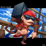 barefoot boombox clothing cloud day eyewear feet fur hat headgear headwear male navel open_mouth solo sunglasses gossan donkey_kong_(series) nintendo diddy_kong haplorhine mammal monkey primate 1:1 2019