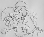 age_difference anthro female male male/female mature_female older_female older_humanoid younger_anthro younger_male nebeeafterfdark mario_bros nintendo toodles_(paper_mario) humanoid rex_(mario) toad_(mario) hi_res monochrome