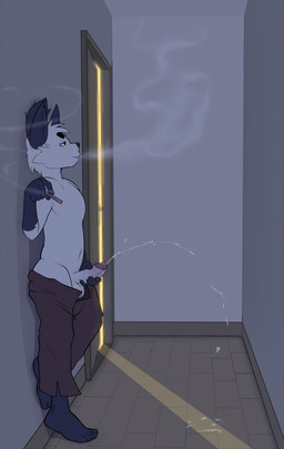 anthro balls barefoot bedroom_eyes bodily_fluids cigarette clothed clothing cum cum_on_ground cumshot ejaculation erection eyebrows feet genital_fluids genitals half-closed_eyes humanoid_genitalia humanoid_penis inside male masturbation narrowed_eyes orgasm penile penile_masturbation penis seductive smoke smoking solo toes topless conditional_dnp erobos kitsune_(ero) canid canine mammal hi_res