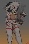 anthro fantasy female horn piercing plantigrade solo standing tattoo tribal azzydrawsstuff bovid caprine goat mammal hi_res