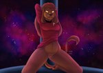 anthro bodily_fluids clothed clothing enterprise female genital_fluids genitals pawpads pose pussy solo space spacecraft spacesuit star thick_thighs vaginal_fluids vehicle wet cynthiafeline star_trek star_trek_the_animated_series m'ress caitian felid feline lion mammal pantherine absurd_res hi_res pinup