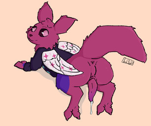 2_toes animal_genitalia animal_penis anus big_butt bodily_fluids butt butt_focus dripping feet feral fur genital_fluids genitals leaking_precum looking_back lying male multicolored_body multicolored_fur multicolored_penis on_front paws penis precum precum_drip presenting presenting_hindquarters raised_tail red_body slit_penis smile solo spread_butt spreading sweatshirt tail toes wings benadryl_buckshot rain_world videocult startouched_(notaname42) slugcat shaded