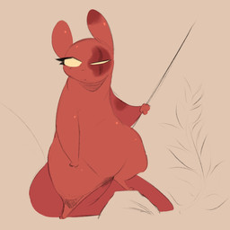 ambiguous_gender anthro burn_scar eye_scar eyelashes facial_scar female holding_melee_weapon holding_object holding_polearm holding_spear holding_weapon mature_female melee_weapon missing_eye no_pupils polearm red_body red_skin scar semi-anthro solo spear standing weapon white_eyes soarfloh rain_world videocult artificer_(rain_world) slugcat 1:1 hi_res