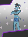 3:4 abstract_background anthro anthrofied boxer_briefs boxer_briefs_only clothed clothing fuze generation_4_pokemon hi_res male navel nintendo pokemon pokemon_(species) pokemorph riolu skyler_(fuze) solo topless underwear underwear_only