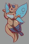 anthro big_breasts big_butt blue_eyes breasts butt clothing female genitals huge_breasts huge_butt insect_wings legwear navel neomorph_(neopets) nipples pink_nipples pussy smile solo stockings wide_hips wings foxette neopets kira_(foxette) canid canine faerie_neopet fairy fox mammal neopet_(species) xweetok full-length_portrait hi_res portrait